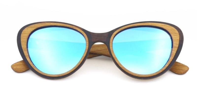 Ready to Ship No MOQ Cat Eye Nature Wood Sunglasses Polarized Sun Glasses