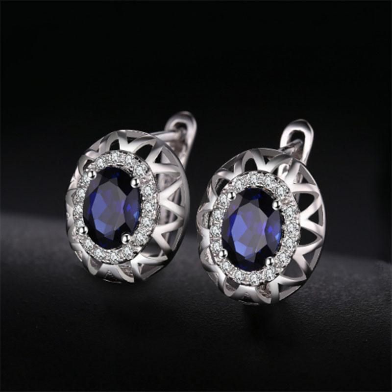 Wholesale 925 Sterling Silver Jewelry Created Gemstone Sapphire Earring for Women