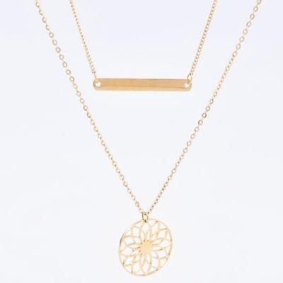 Wholesale Stainless Steel Custom Charm Layering Necklace for Girls Gold Plated jewelry