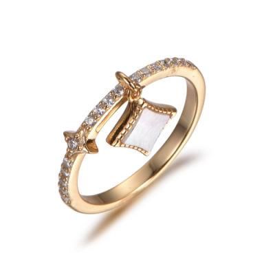 Fashion 925 Sterling Silver with CZ and Rhombus Charm Ring jewellery
