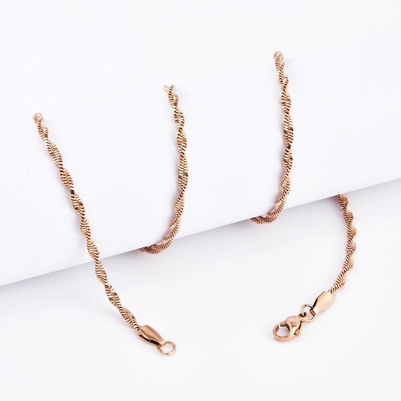 Fashion Accessories Gold Plated Stainless Steel Jewelry Design Twisted Push Chain Necklace