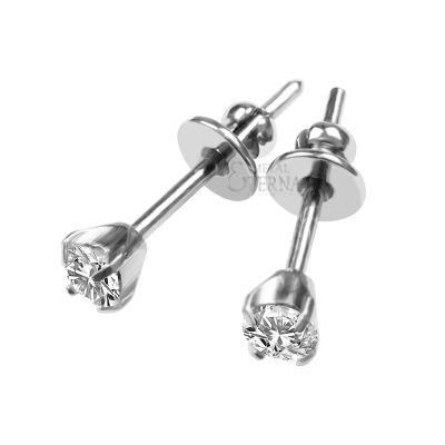 Eternal Metal Prong Set CZ Titanium Stud Earrings Body Jewelry