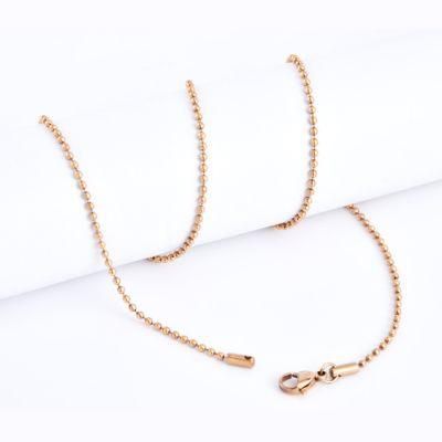 Factory Supplier 18K PVD Gold Plated Ipg Stainless Steel Round Bead Chain Necklace Jewelry