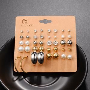 Punk 20 Pairs Pack Set Brincos Mixed Stud Earrings for Women