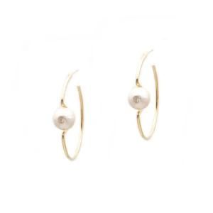 Fashion Jewelry Women Accessories Gold Plated Pearl Hoop Earrings