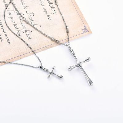 Stainless Steel Silver Color Cross Pendant Necklace Religious Fashoin Jewelry for Gift