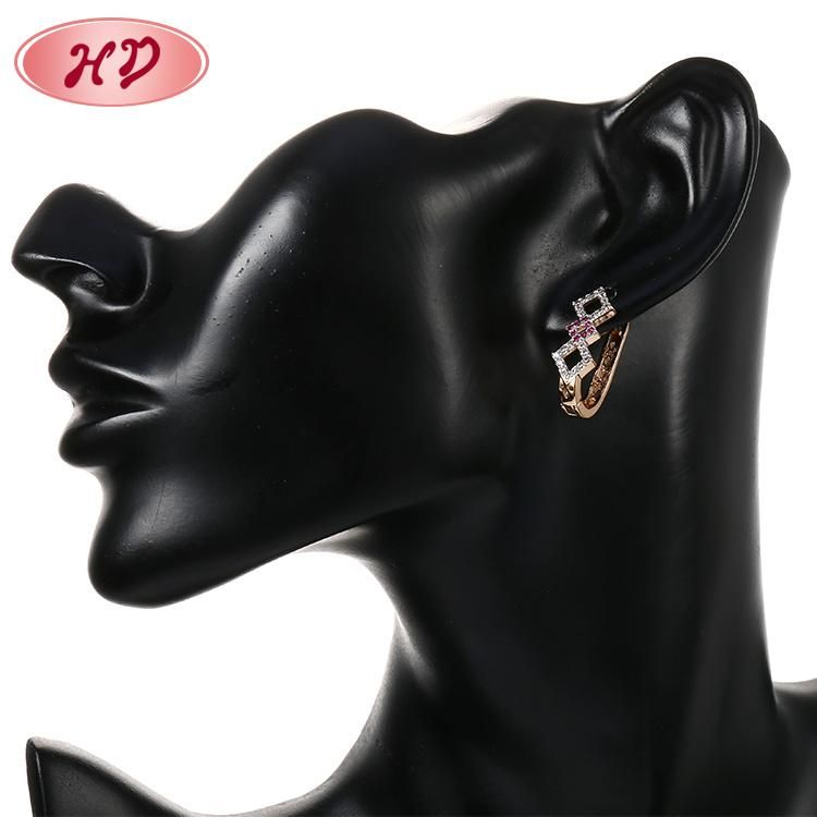 Fashion Costume Imitation 18K 14K Gold Plated Jewelry with CZ Pearl Huggie Hoop Earring for Women