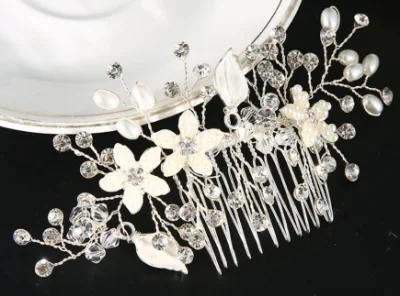 Silver Crystal Flower Hair Comb. Wedding Bridal Crystal Flower Hair Comb Hair Vines Headpiece