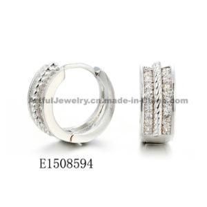 Wholesale Jewellery Hip Hop 925 Sterling Silver Jewelry Ear Hoop 18K 14K 9K White Gold Color Hoop Earrings with Diamond