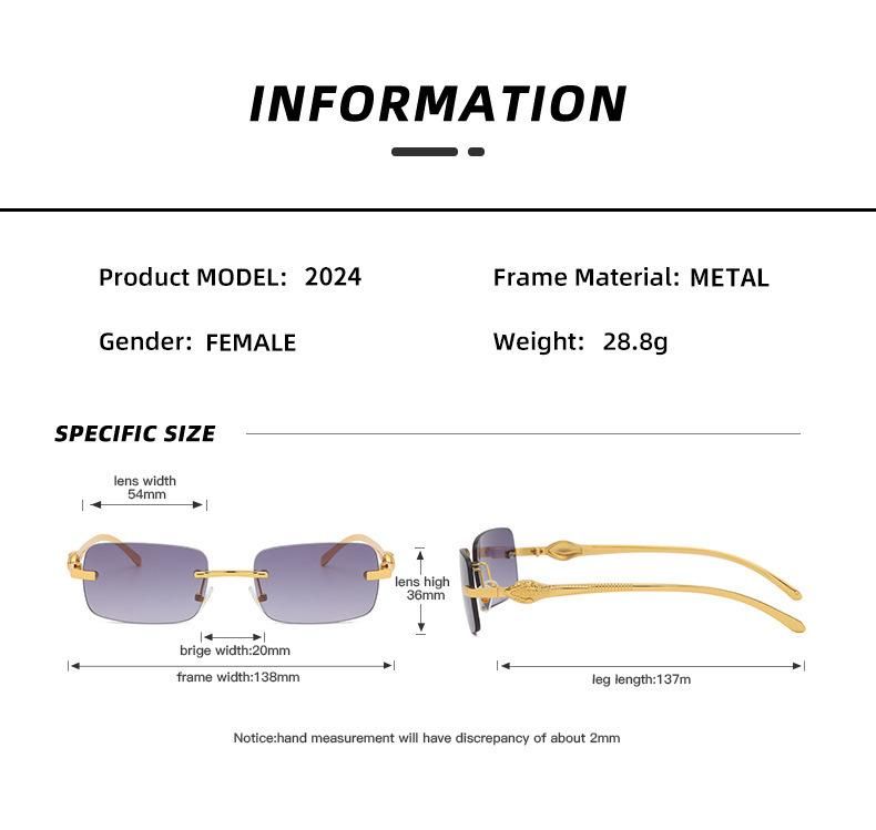 Fashion Metal Rimless Good Quality Man Sunglasses