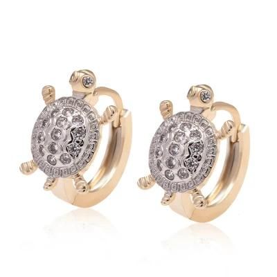 Cubic Zircon Turtle Two-Color Pave Huggie Fashion Earrings