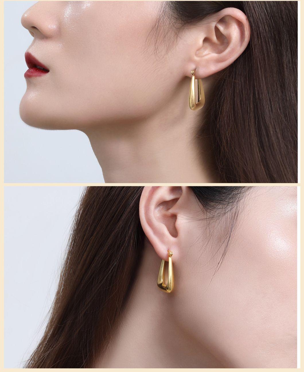 Multi-Faceted Corners Copper Earring in Simple U-Shape Design