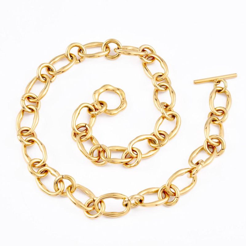 Trendy Gold Plated Gold Color Stainless Steel Silver Color Necklace for Men Women