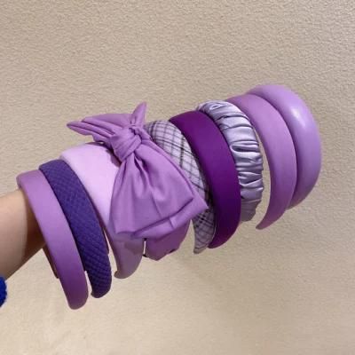 Korea Ins Very Peri/Purple Hair Hoop Female Pressure Hairpin Sponge Increase Head Bow Hair Accessories