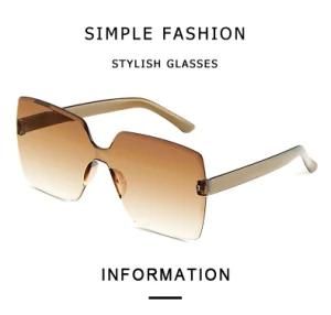 Hot Selling Flat Top Oversized Square Rimless Sunglasses UV400