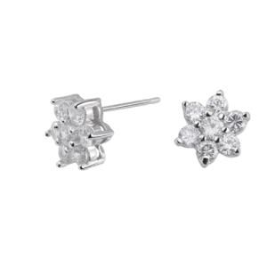Lovely Womens Sterling Silver Rainbow CZ Style Stud Earrings