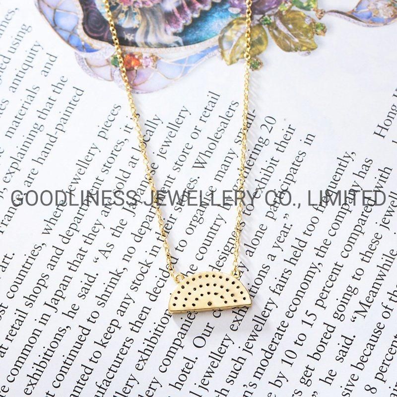 Fashion Gemstone Bitthstone Women Gold CZ Rainbow Pendant Rhinestone Necklace