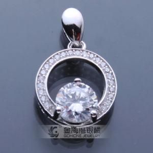 Round Circle Fashion 925 Sterling Silver Pendant with AAA Quality CZ Diamond Stone