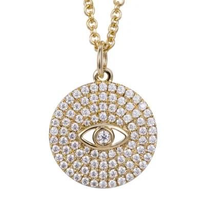 Fashion Accessories 925 Sterling Silver Gold Plated Pave Moissanite Diamond Pendent Large Evil Eye Necklace