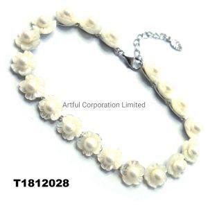 Pearl Bracelet/Rhodium Plated/Fashion Jewelry/Fashion Bracelet/Flower Shell Bracelet