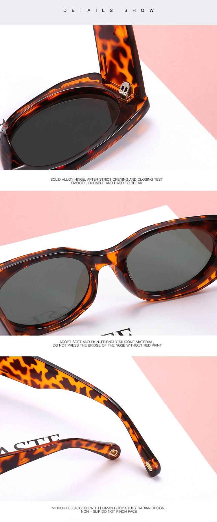 2022 Wholesale Vintage Beige Tea Square UV400 Sunglasses for Women New Fashion Brand Gradient Black Leopard Sun Glasses