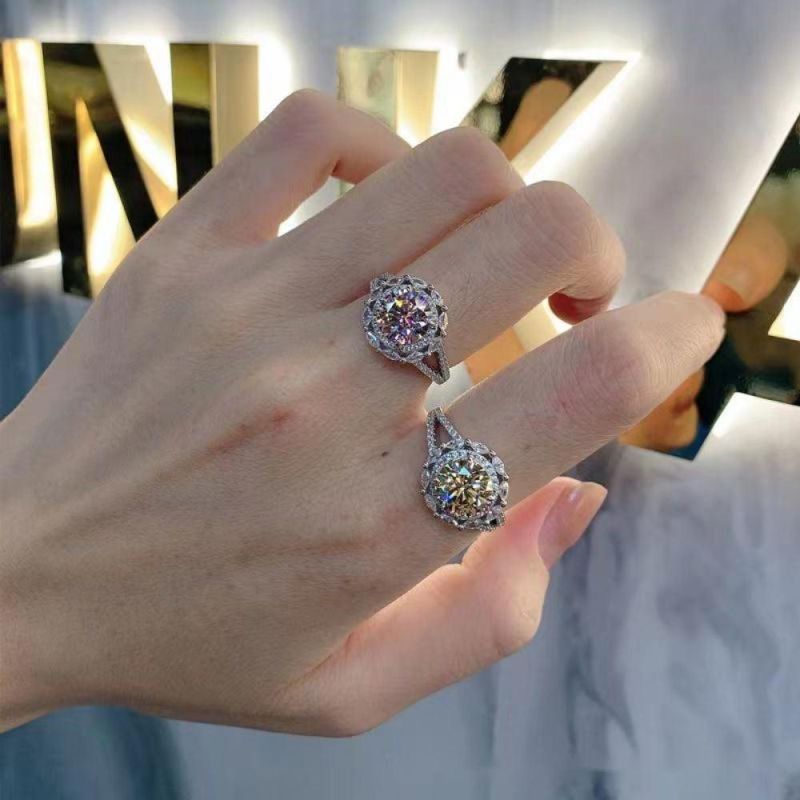 2022 Fashion Accessories High Carbon Diamond 8 mm Ring Wedding Engagement 925 Sterling Silver Ring