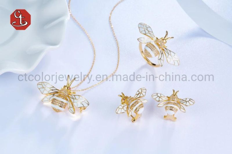 Fashion Jewelry Enamel Bee Earring Omega 925 Silver Earrings for Women Girls
