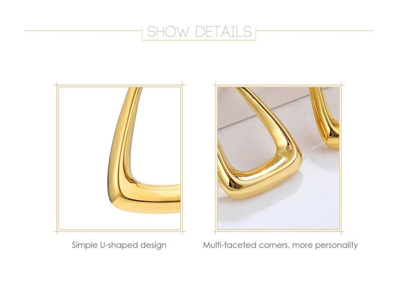 Multi-Faceted Corners Copper Earring in Simple U-Shape Design
