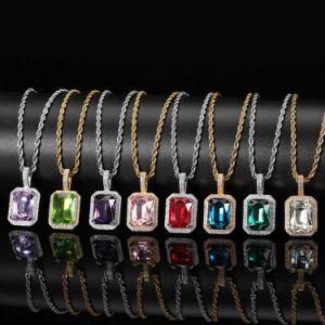 Fashion Jewelry Tennis Chain Square Gemstone Crystal Necklace