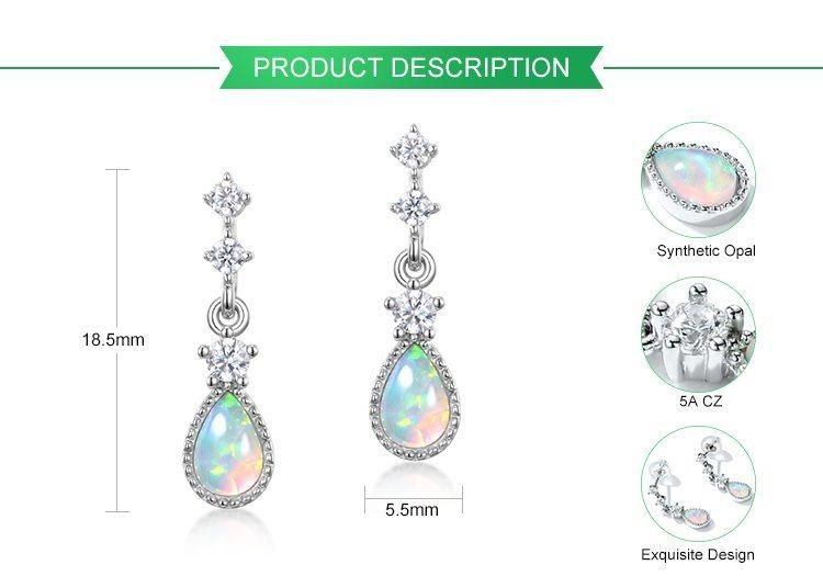 Trendy Women Waterdrop Shape Color Synthetic Opal Drop Earrings Jewelry Wedding Pierced Dangle Earrings
