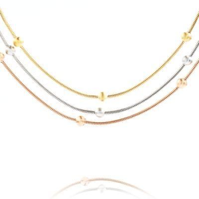 18K Gold Round Snake Beaded Chain Choker Satellite Chain Lava Bead Pendant Necklace Dainty Jewelry for Women