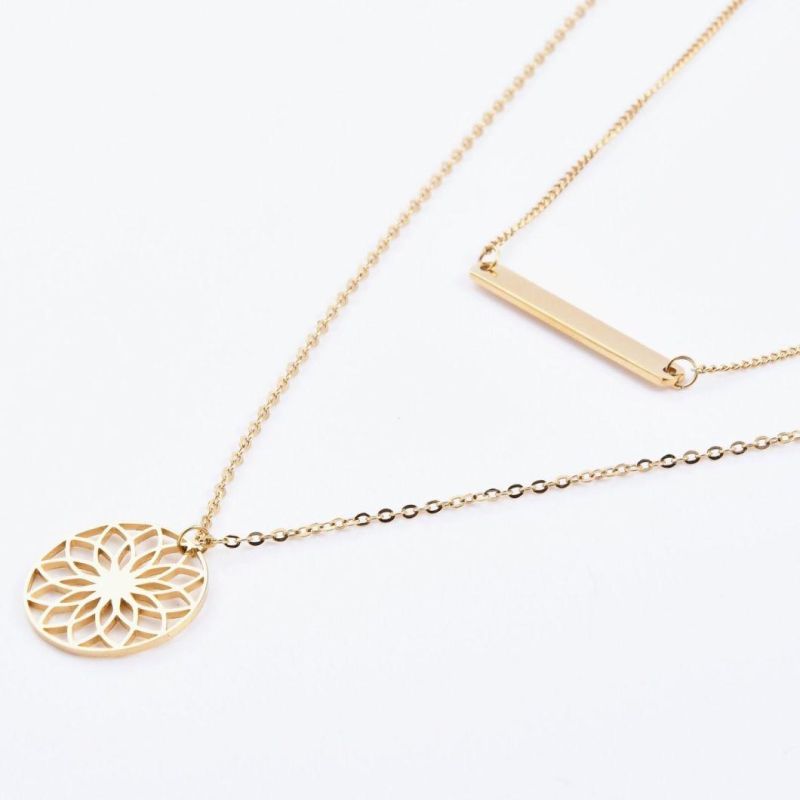 Wholesale Stainless Steel Custom Charm Layering Necklace for Girls Gold Plated jewelry