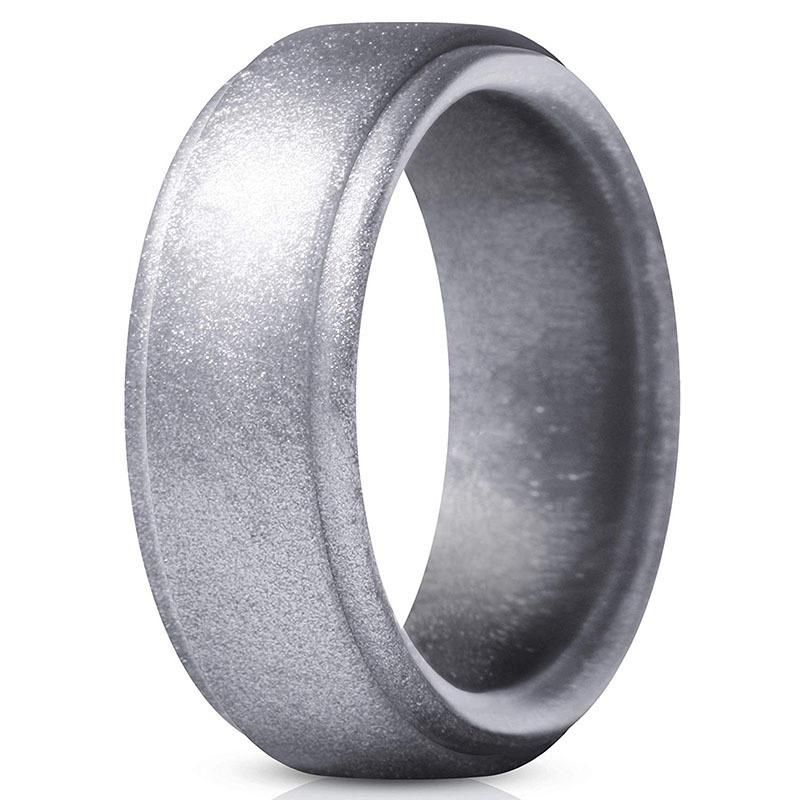 Step Edge Rubber Wedding Band Men Silicone Ring