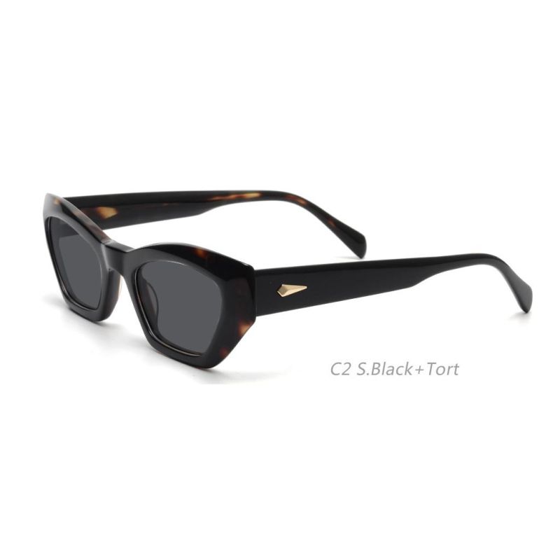 New Arriving Fashion Handmade Clear Square CE Certification Polarized UV400 Acetate Sunglasses for Men Women