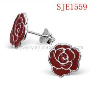 Rose Flower Design 316L Stainless Steel Earrings (SJE1559)