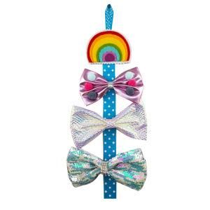 Rainbow Series Bowknot Unicorn Pompom Laser Hair Clip