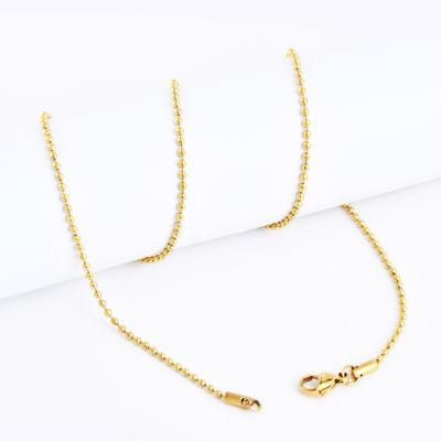 Direct Supplier 12-30inch 18K Yellow Gold Plated Stainless Metal Alloy Fashion Jewelry Bead Chain Bracelet Jewellery Necklace with Balls