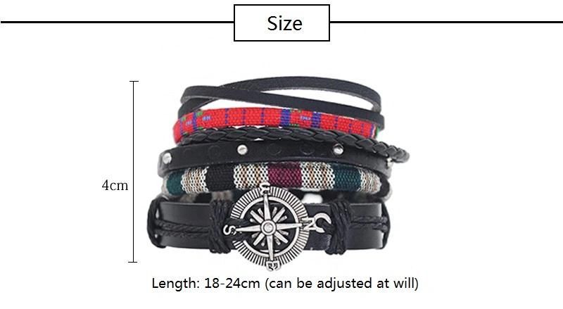 Bohemian National Style Retro Handwoven Leather Rope Multi-Layer Combination Couples Bracelet