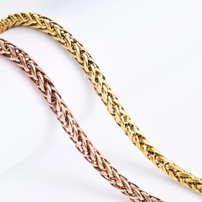 Stainless Steel Wheat Chain Custom Length Necklace with Clasp Three Colors for Handbag Chains Accessories