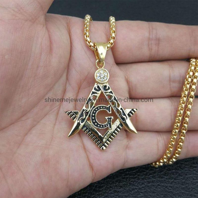 Fashion Jewelry Explosion Retro 316 Stainless Steel Free Mason Masonic AG Small Pendant Spt2625