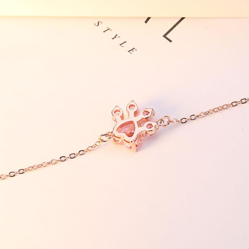 Pink Diamond Footprint Bracelet Rose Gold Plated Hand Jewelry