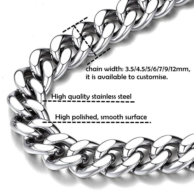 Stainless Steel Curb Cuban Link Chain Necklaces with 18K Gold Plated for Men Women