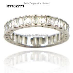 925 Sterling Prong Set Silver Ring with Customized Design