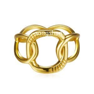 Simple Design Twist Gold Ring 18K Gold Plated Over S925 Silver Curb Cuban Link Ring Vermeil Women Ring