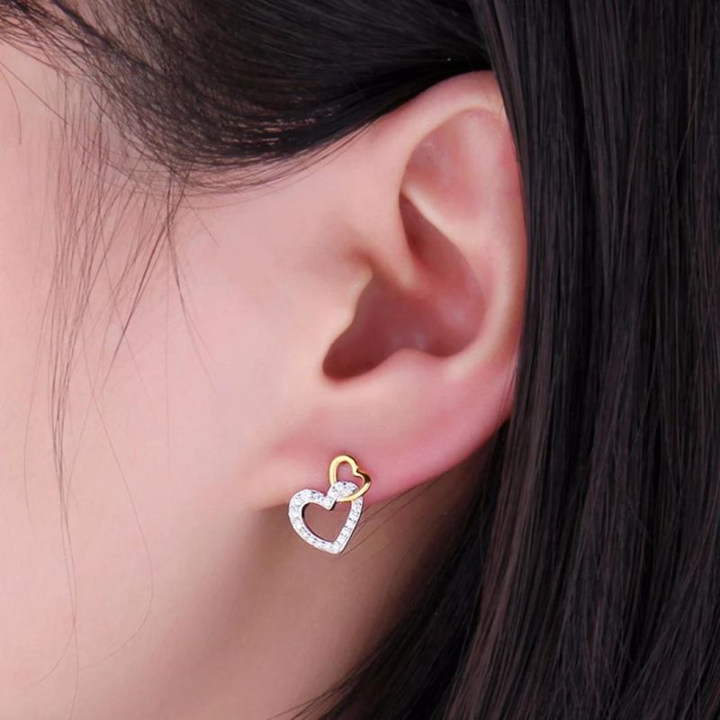 925 Sterling Silver Infinity Love Hearts Pave Cubic Zirconia Stud Earrings for Women Wholesale