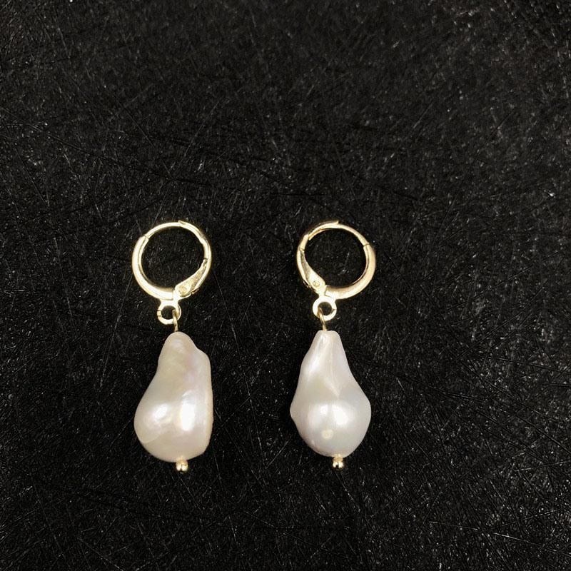 Baroque Irregular Freshwater Pearl Ear Pendant Copper Plating Earrings Jewelry