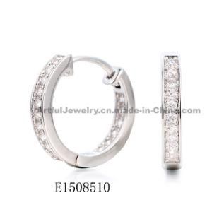 Fashion Jewelry 925 Sterling Silver or Brass Cubic Zirconia Hoop Earrings for Girls