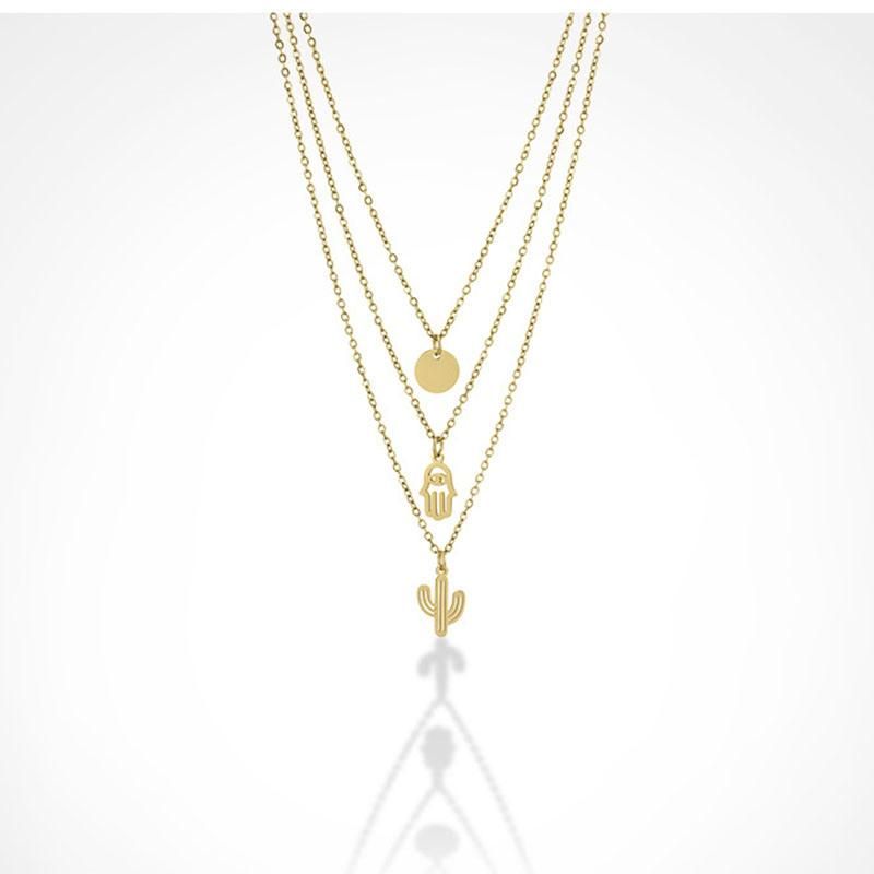 Fashion Hip Hop Multi-Layer Gold Plated Necklace