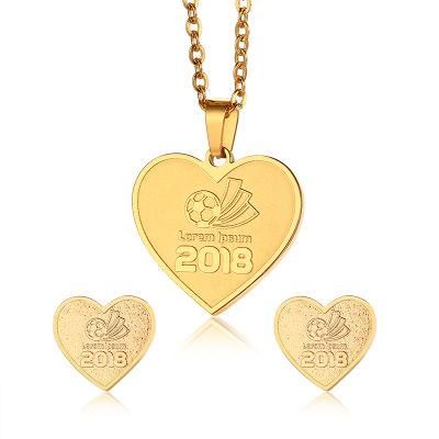 Custom Heart Jewelry Set Engrave Laser Logo Factory on Tag