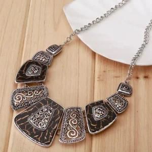 Ethnic Collares Vintage Silver Bead Pendant Statement Necklace for Women